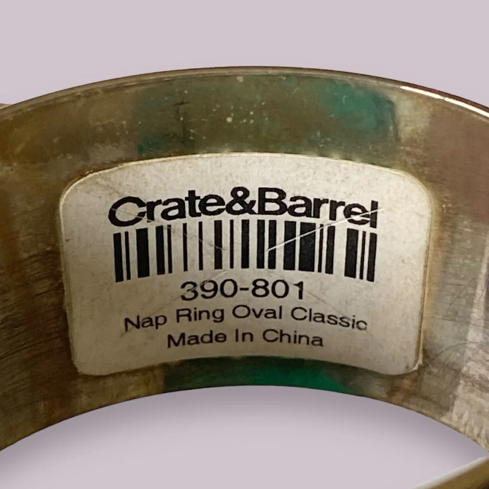 Crate&Barrel Silver Tone Heavy Oval Napkin Rings Set of 4
